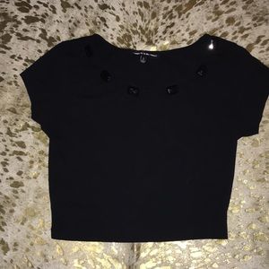 Black jeweled crop top